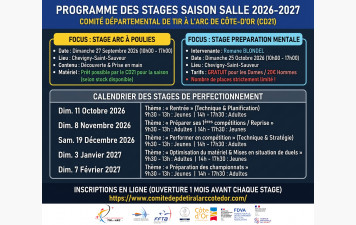 Programme des Stages du  CD21 saison 2027